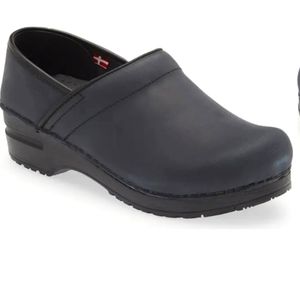 Sanita Black Suede Clogs